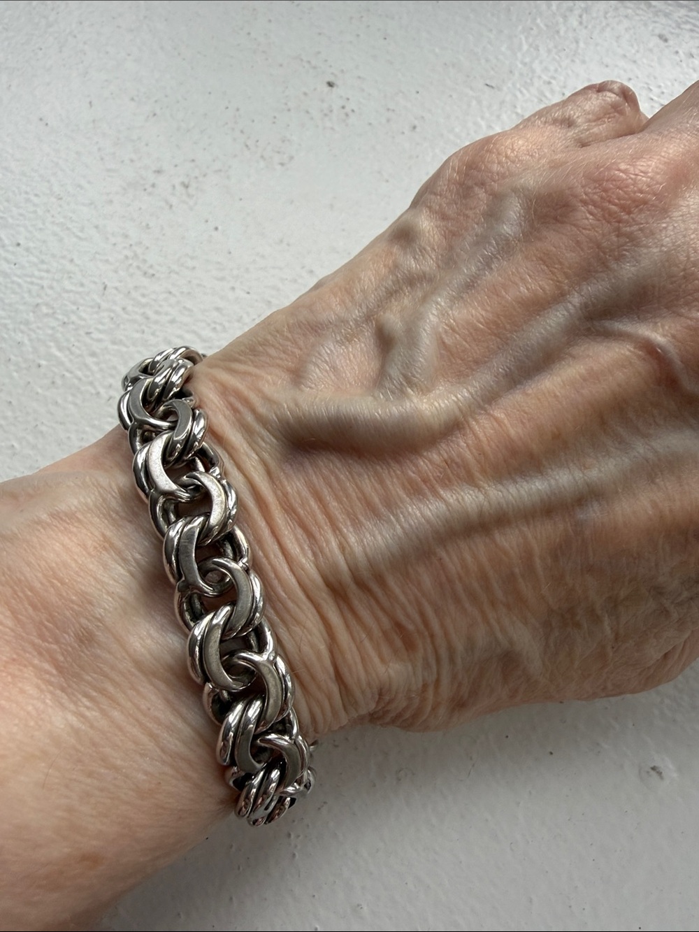 Monet Vintage Silver Plated Double Chain Link Woman’s Bracelet. 7 inches.